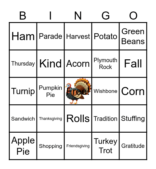 Happy Thanksgiving Bingo Card