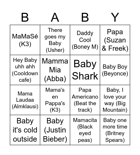 BABY Bingo Card