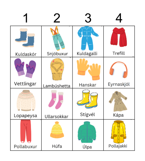 Vetrarföt Bingo Card