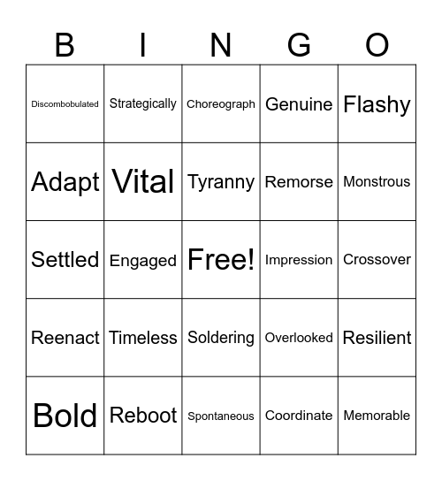 Picture Day Bingo Card