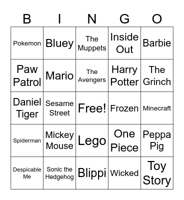 Macy's Thanksgiving Day Parade Bingo Card