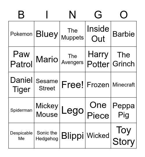 Macy's Thanksgiving Day Parade Bingo Card