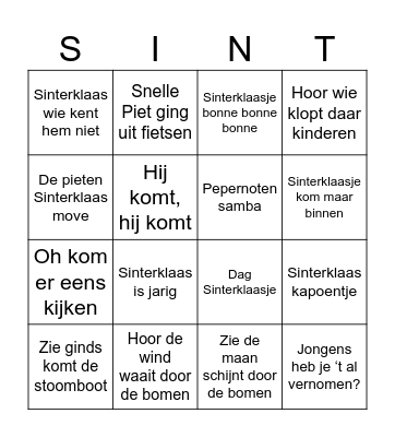 Sint & Piet muziekbingo! Bingo Card