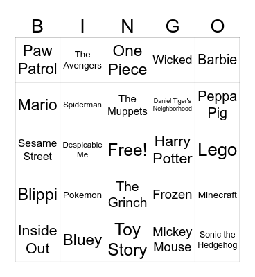 Macy's Thanksgiving Day Parade Bingo Card