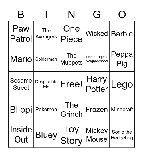 Macy's Thanksgiving Day Parade Bingo Card