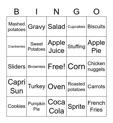 Thanksgiving Bingo Card