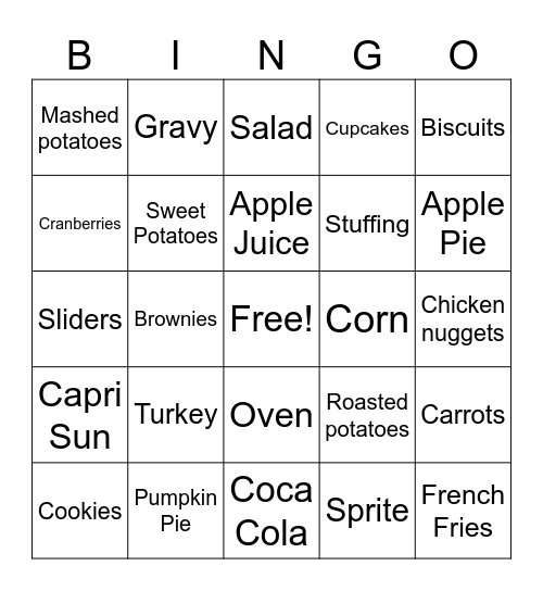 Thanksgiving Bingo Card