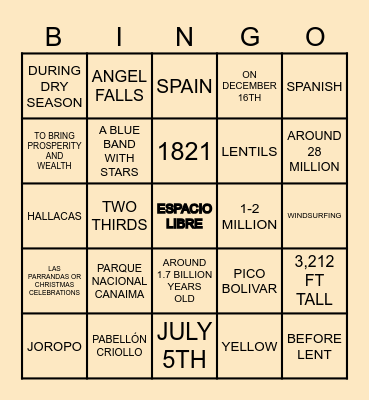 ¡BINGO! Bingo Card