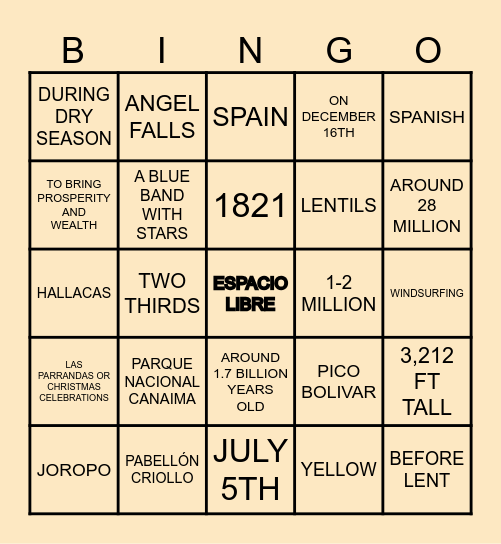 ¡BINGO! Bingo Card