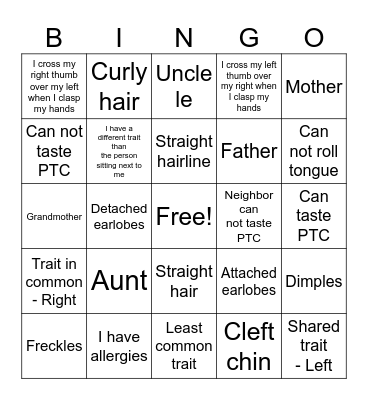 Genetics Bingo Card