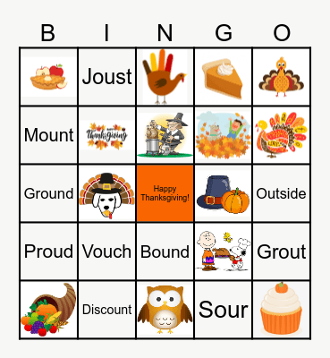 Ou Words Thanksgiving Bingo Card