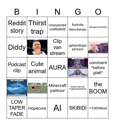 Tiktok bingo Card