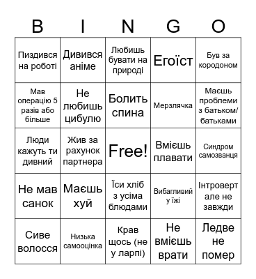 Yvhenii Bingo Card