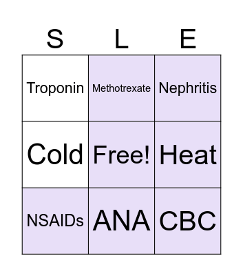 LUPUS Bingo Card