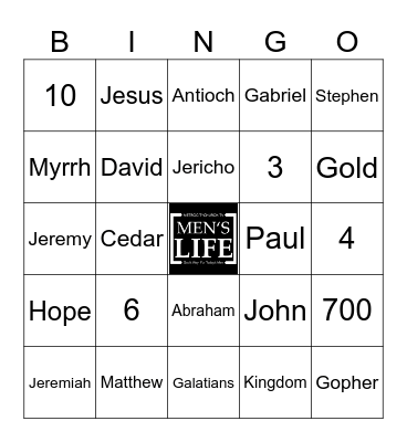 Men's Life Trivia Bingo Card