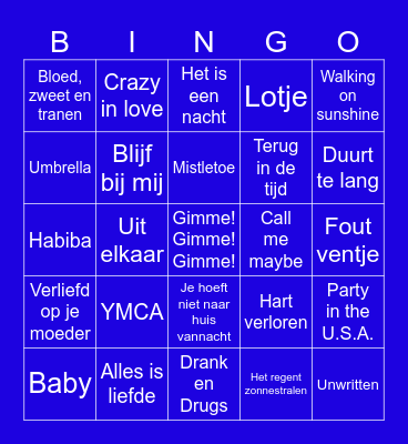 PX Muziek Bingo Card