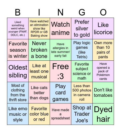 Untitled Bingo Card