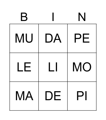 BINGO Card