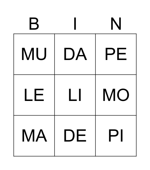 BINGO Card