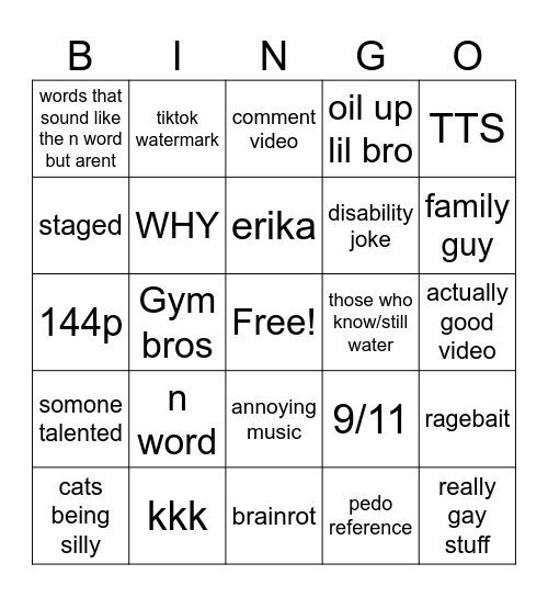 instagram bingo Card