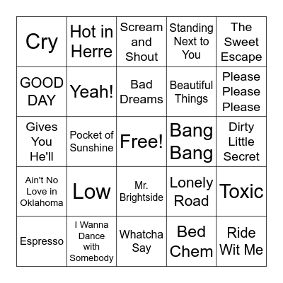 Music Bingo Card