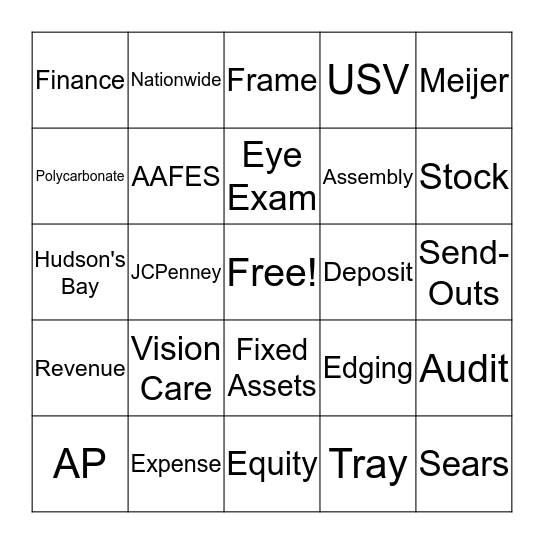 USV BINGO Card