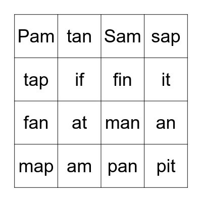 UFLI Lesson 11 BINGO Card