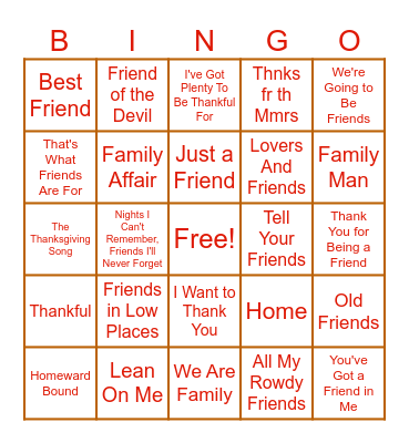 Thanksgiving! Bingo Card