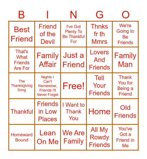 Thanksgiving! Bingo Card