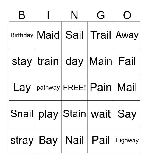 Ai, Ay bingo Card