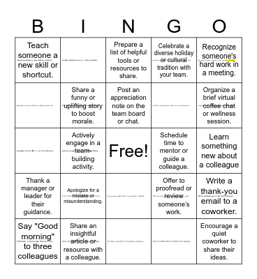 Kindness Bingo Card