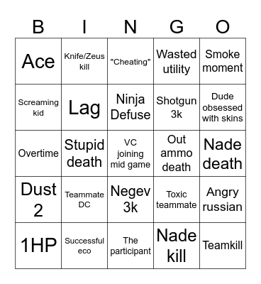 CS2 Bingo Card