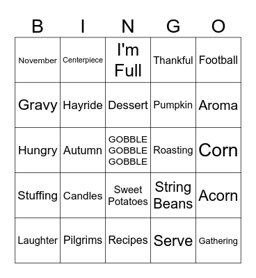 Turkey Day! Bingo Card