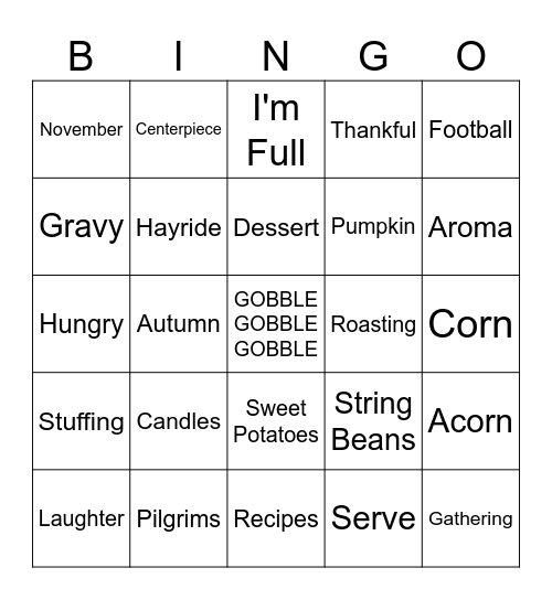 Turkey Day! Bingo Card