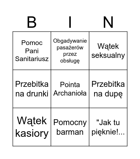 Wycieczkowiec Bingo Card