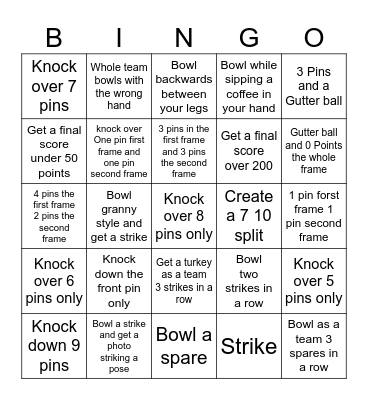 Bowling Bingo Card