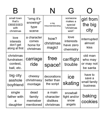 every hallmark christmas movie ever Bingo Card