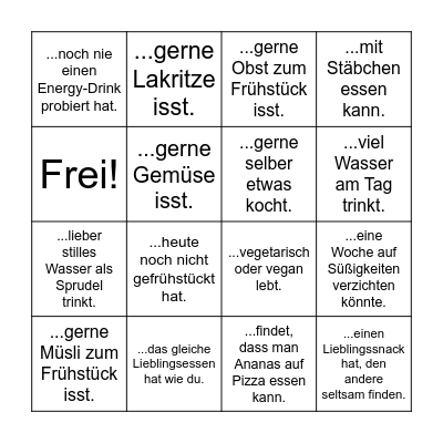 Finde jemanden, der... Bingo Card