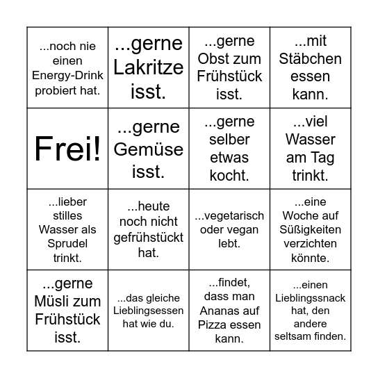 Finde jemanden, der... Bingo Card