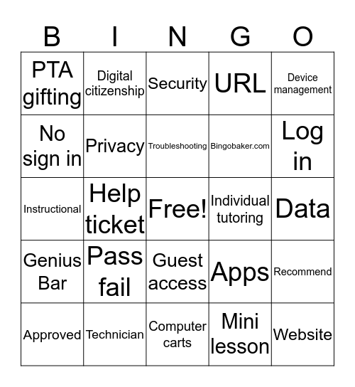 CIT Department Meetings Bingo Card