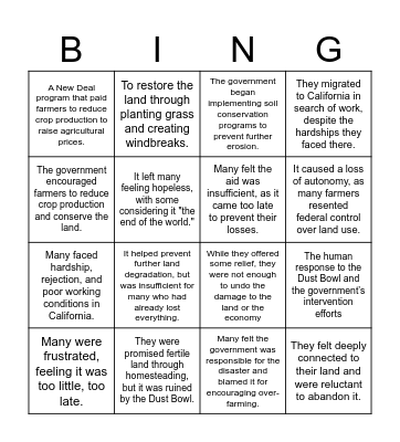 "The Worst Hard Times" Bingo Card