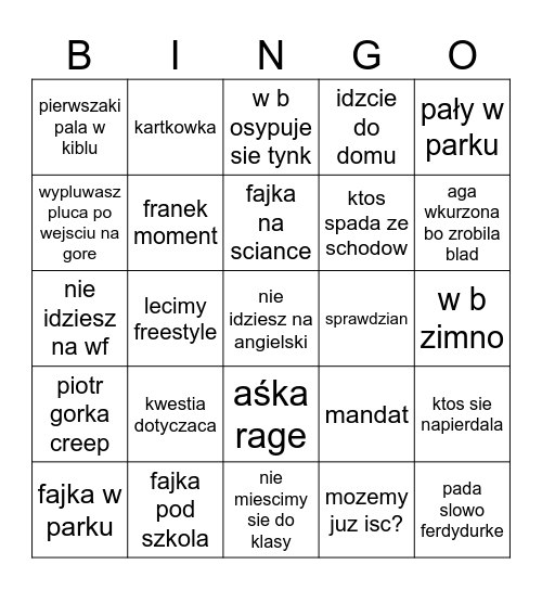 dzien w tpsie Bingo Card