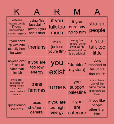 Charma Bingo (New Friend's Edition) Bingo Card