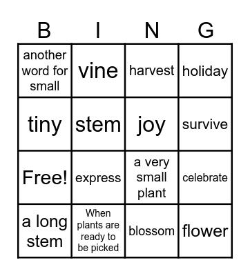 ELA Vocabulary BINGO Card