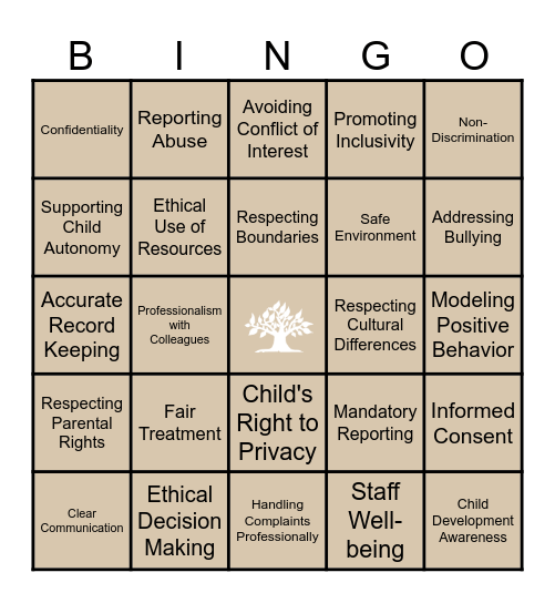 Ethics Bingo Card