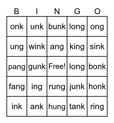 ing/ink Bingo Card