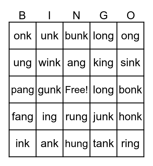 ing/ink Bingo Card