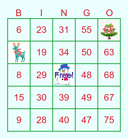 Holiday Bingo Card