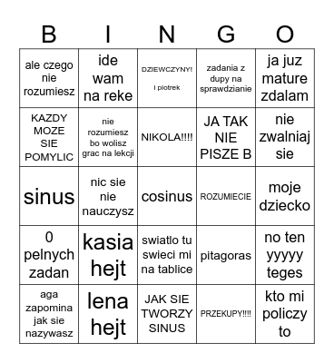 orzel Bingo Card