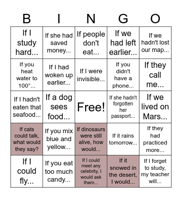 Conditionals Bingo Card